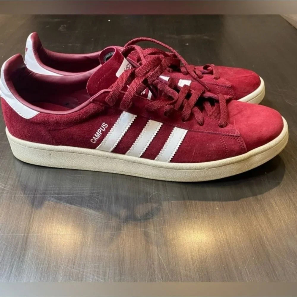 Adidas Campus 80s Burgandy and  White Suede Sneakers